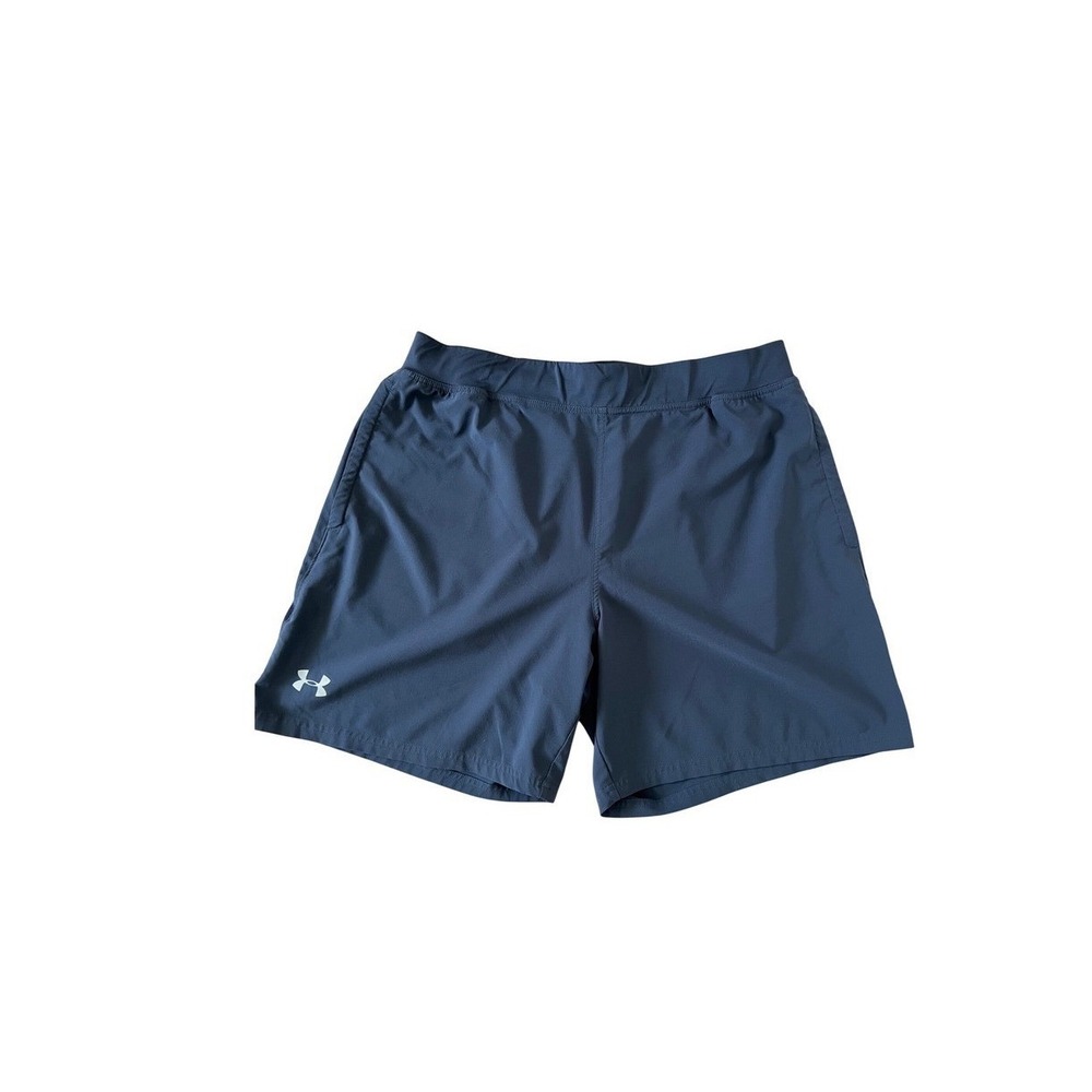 Under Armour HeatGear Mens XL Fitted Athletic Training Shorts Gray Blue 7 Inseam